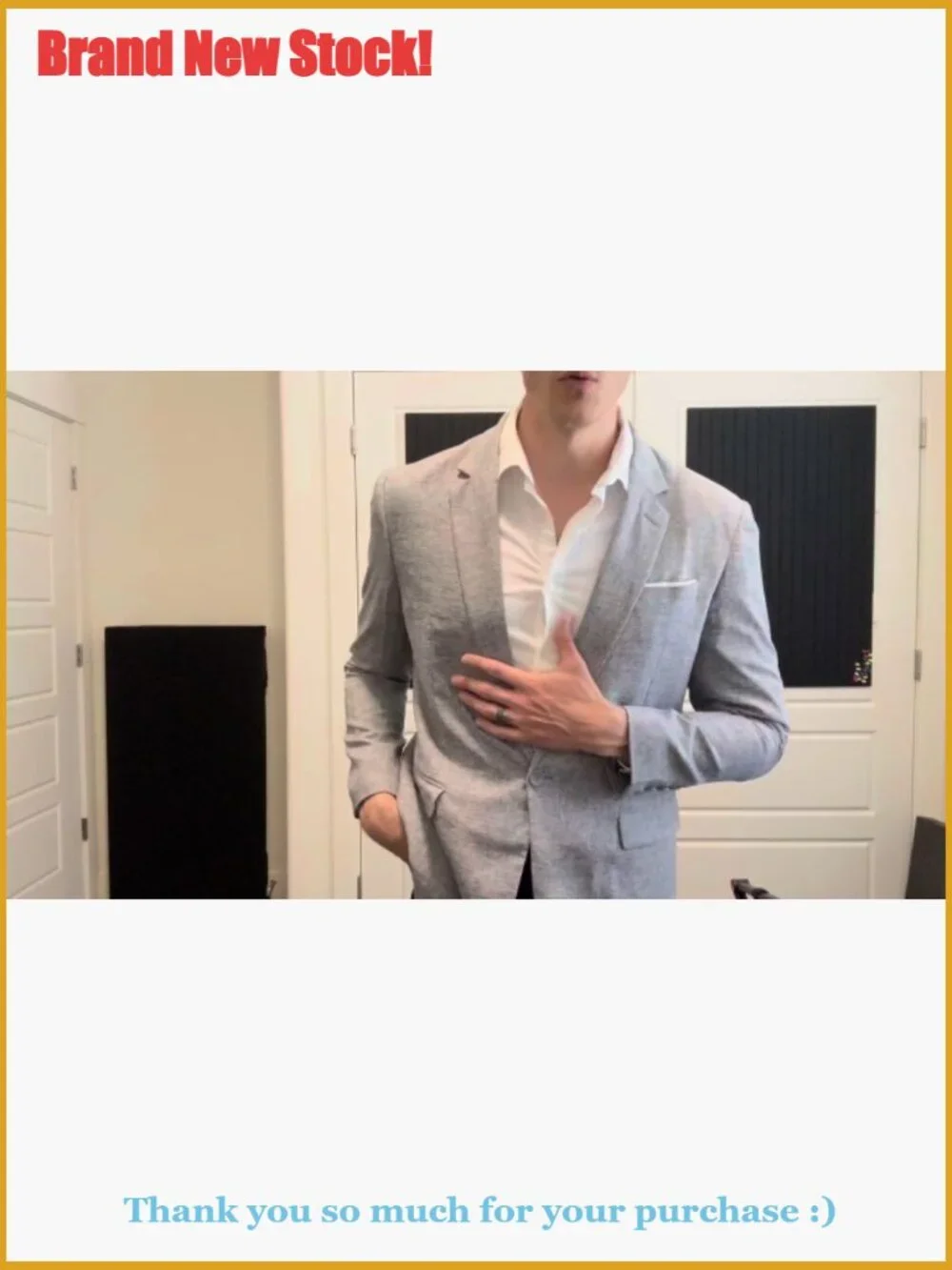 Lightweight Polyester Blend Blazer One Button Slim Fit Sport Coat